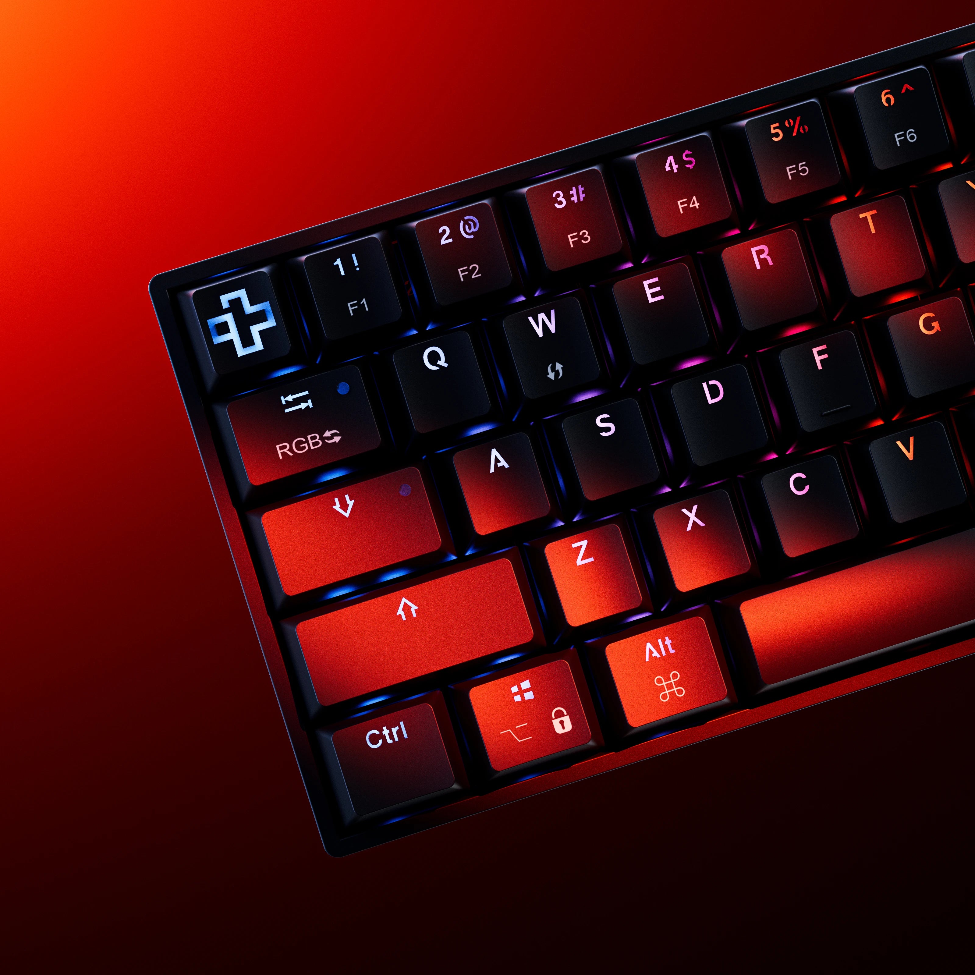 QwertyKey H61 Split Fekete Hotswap RGB Mechanikus Gaming Billentyűzet