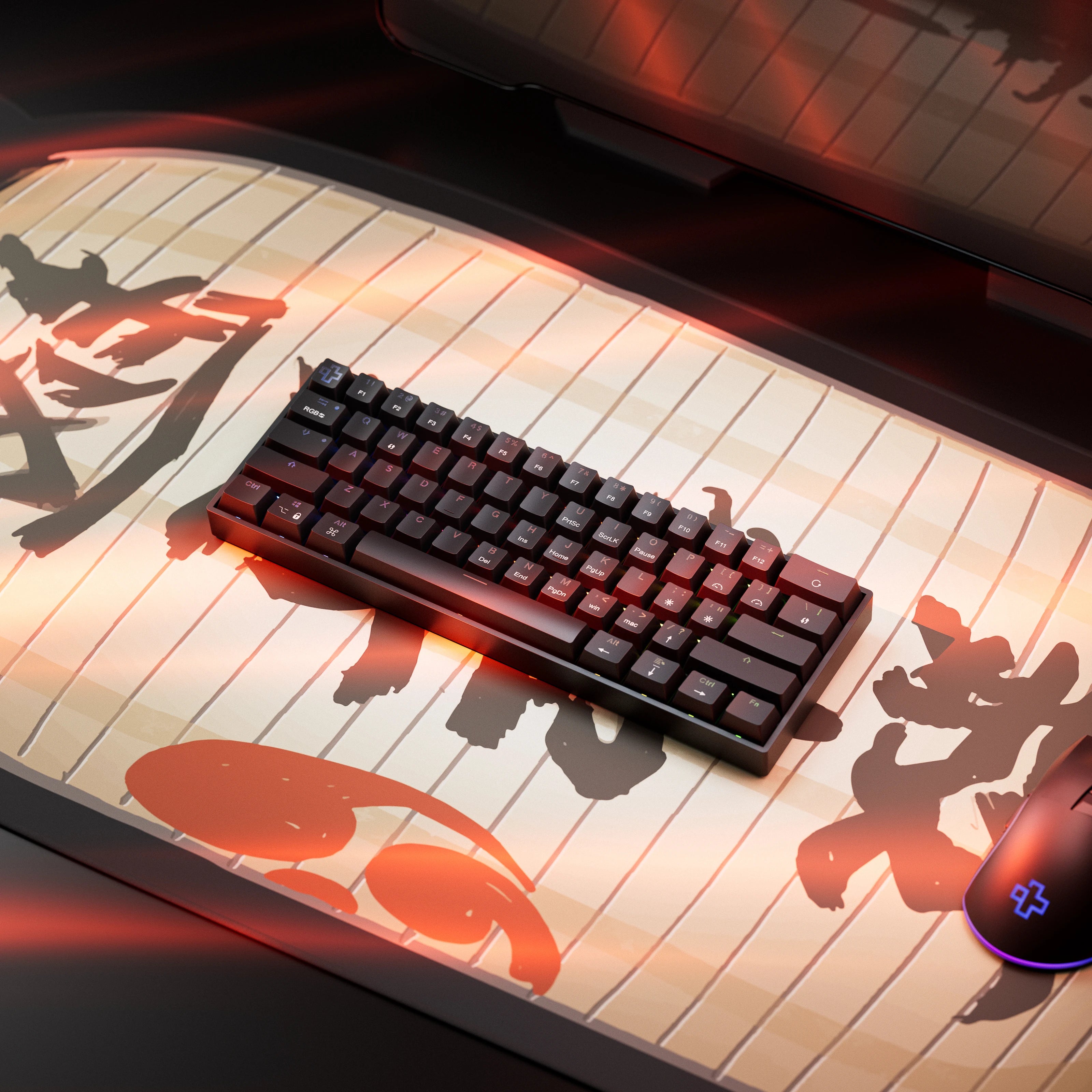 QwertyKey H61 Split Fekete Hotswap RGB Mechanikus Gaming Billentyűzet