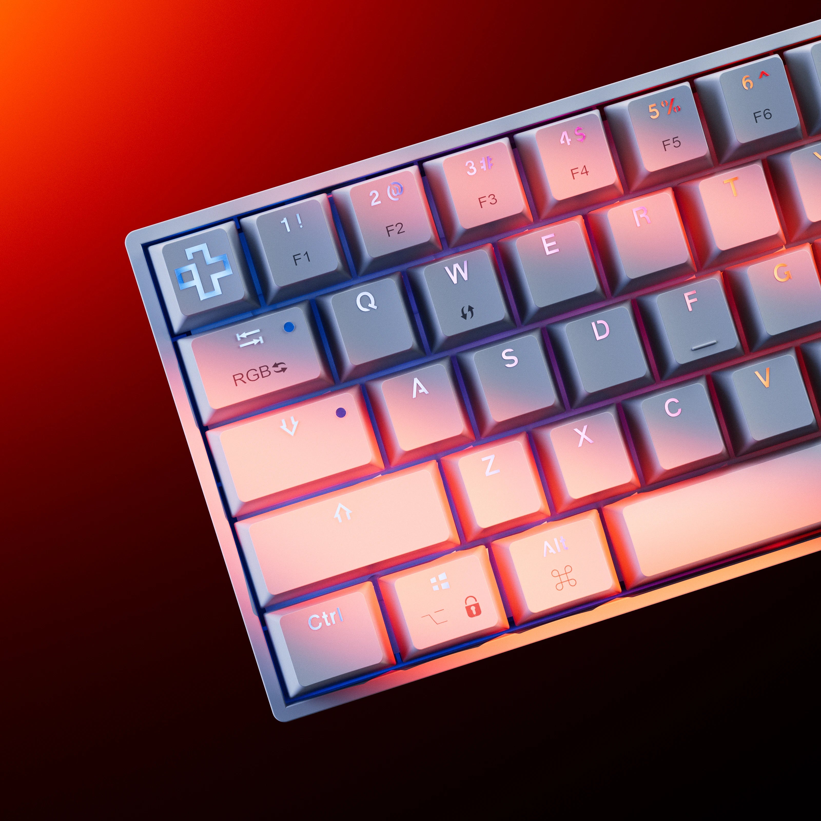 QwertyKey H61 Split Alba Hotswap RGB Mechanikus Játékbillentyűzet