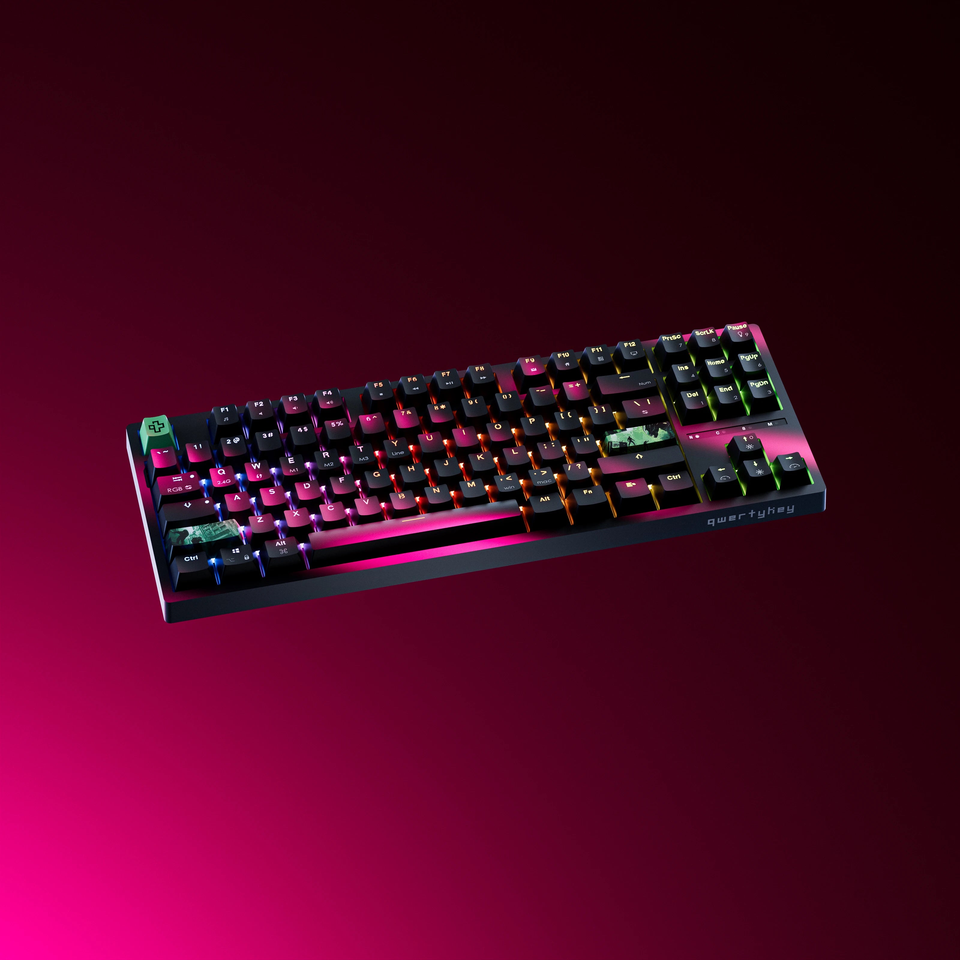 QwertyKey H87 Fekete Bluetooth Vezeték nélküli Hotswap RGB Mechanikus Gaming Billentyűzet