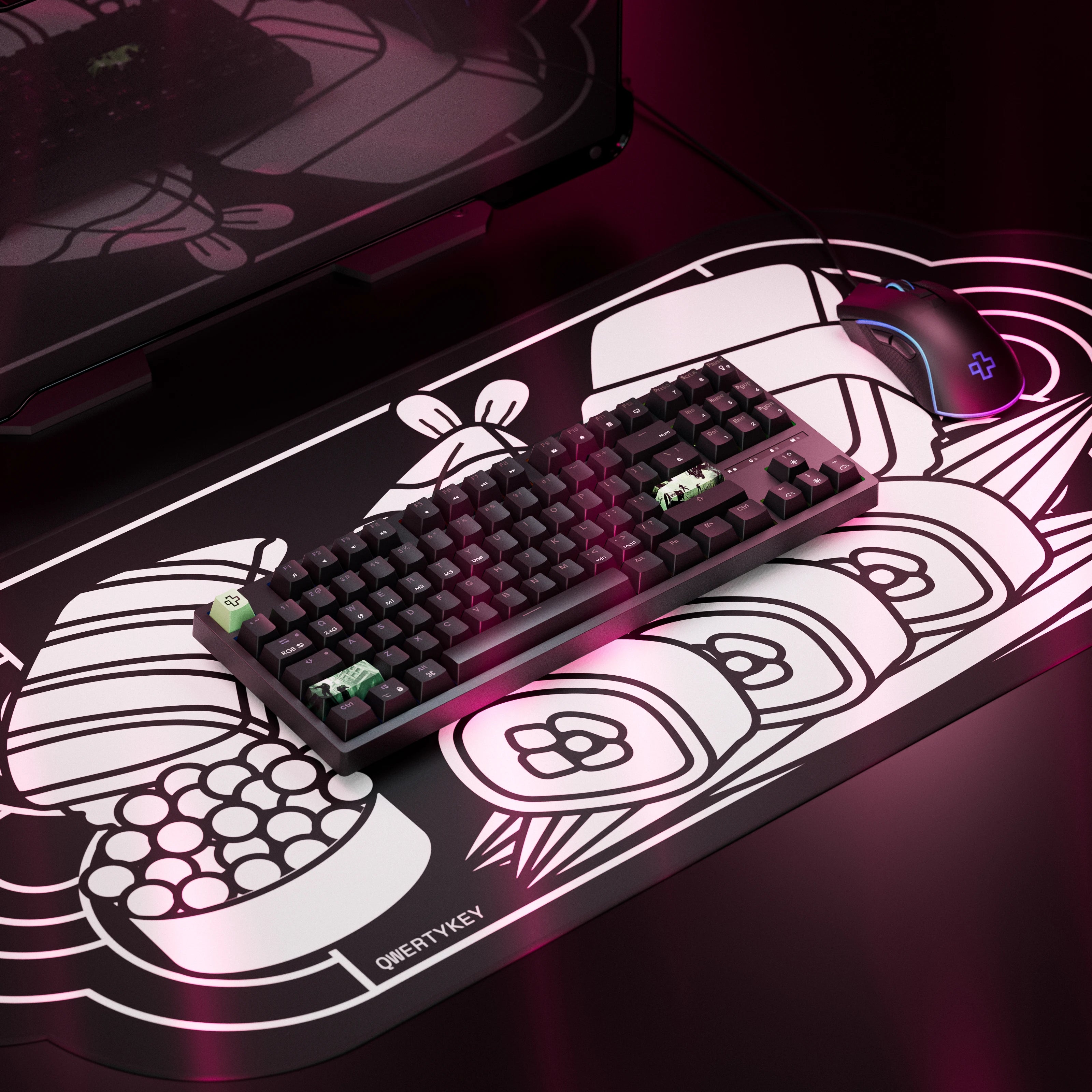 QwertyKey H87 Fekete Bluetooth Vezeték nélküli Hotswap RGB Mechanikus Gaming Billentyűzet