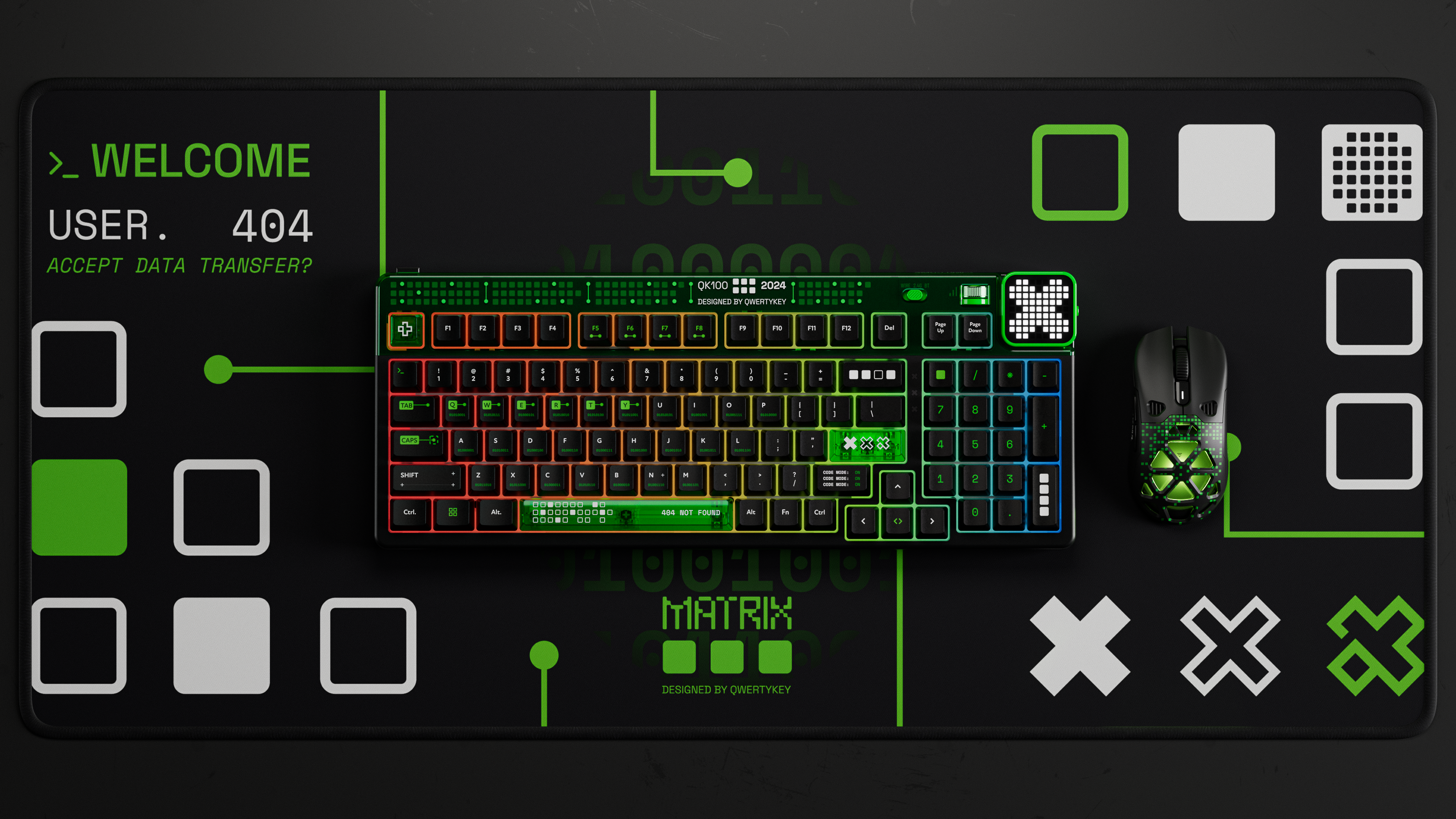 QwertyKey100 Matrix Hotswap RGB Ecran Pixel Bluetooth Gasket Mount Mechanikus Gaming Billentyűzet