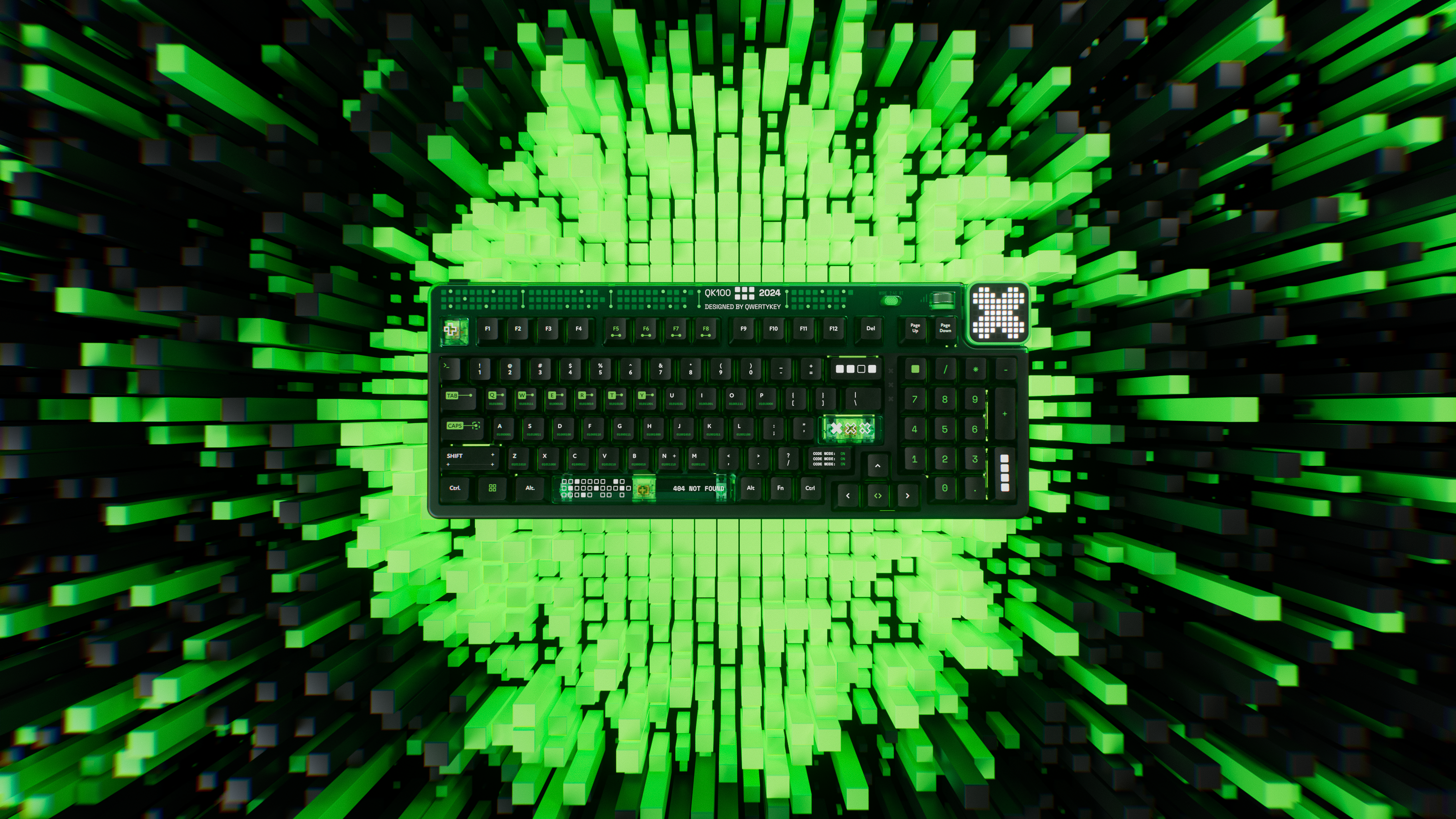 QwertyKey100 Matrix Hotswap RGB Ecran Pixel Bluetooth Gasket Mount Mechanikus Gaming Billentyűzet