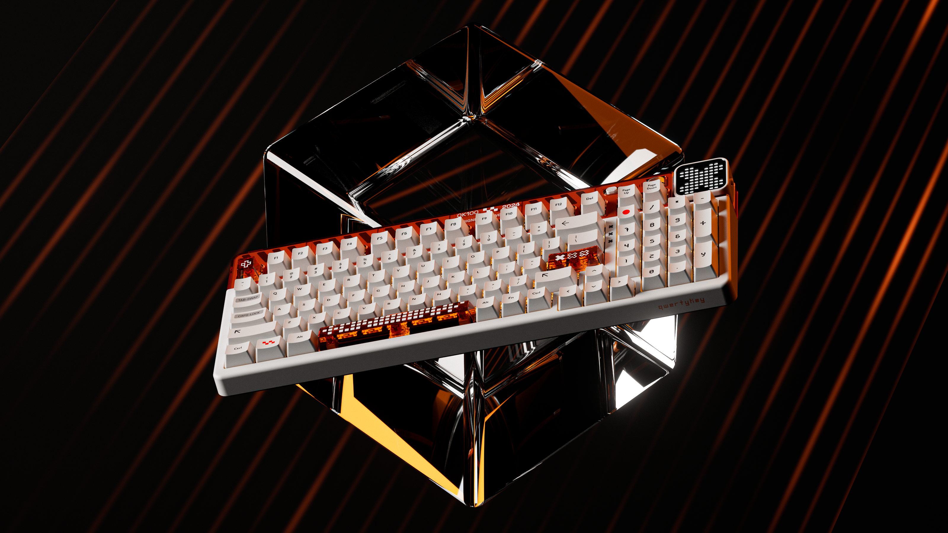 QwertyKey100 Apex Hotswap RGB Ecran Pixel Bluetooth Gasket Mount Mechanikus Gaming Billentyűzet