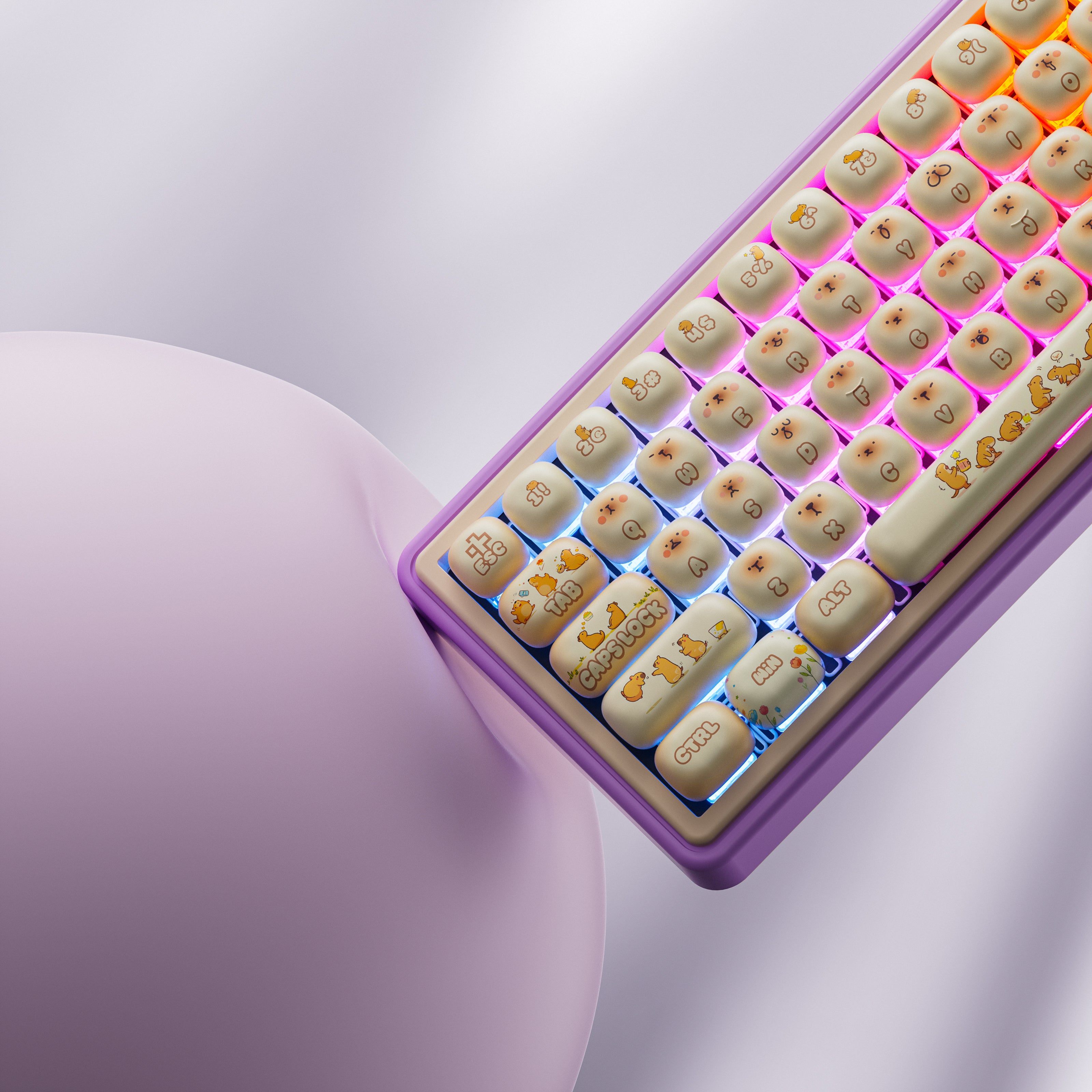 QwertyKey65 Pro Kapibara Bluetooth Vezeték Nélküli VIA Hotswap RGB Mechanikus Játékbillentyűzet