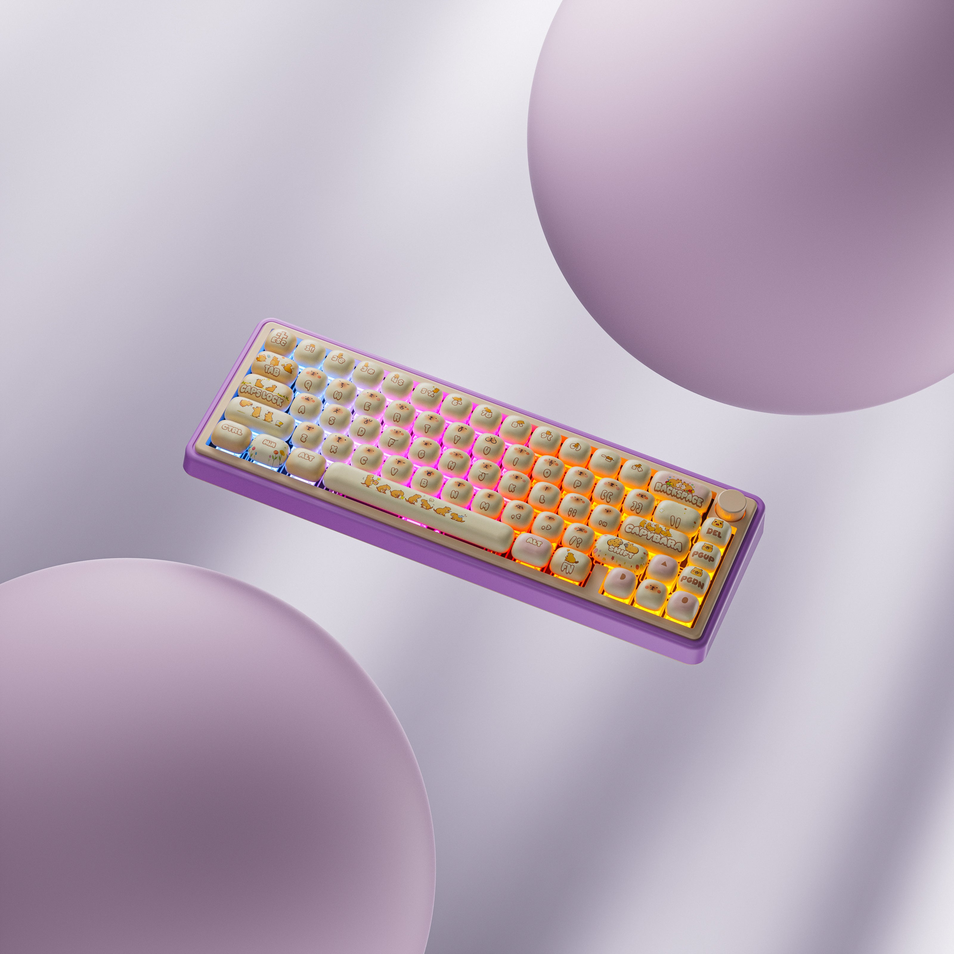 QwertyKey65 Pro Kapibara Bluetooth Vezeték Nélküli VIA Hotswap RGB Mechanikus Játékbillentyűzet