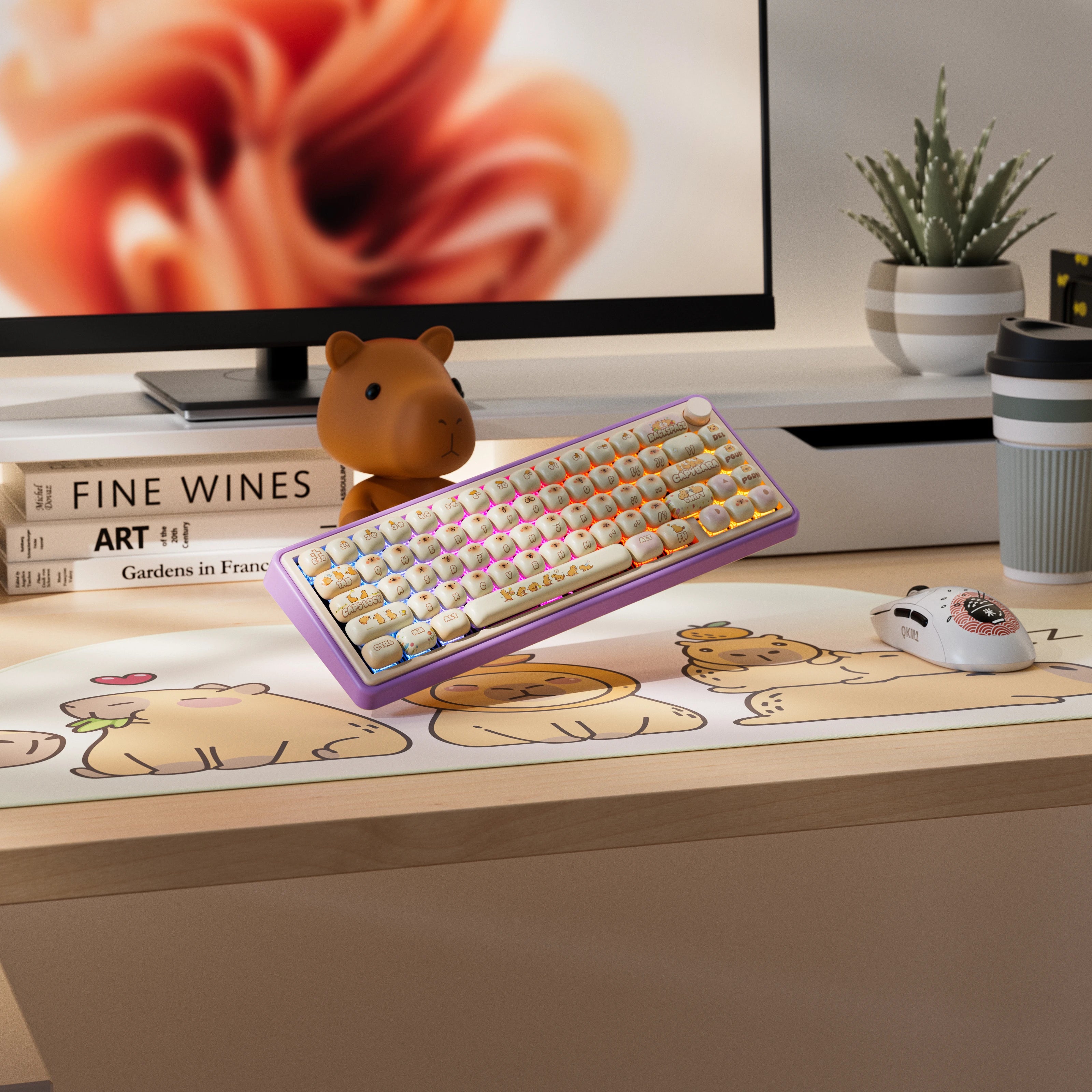 QwertyKey65 Pro Kapibara Bluetooth Vezeték Nélküli VIA Hotswap RGB Mechanikus Játékbillentyűzet