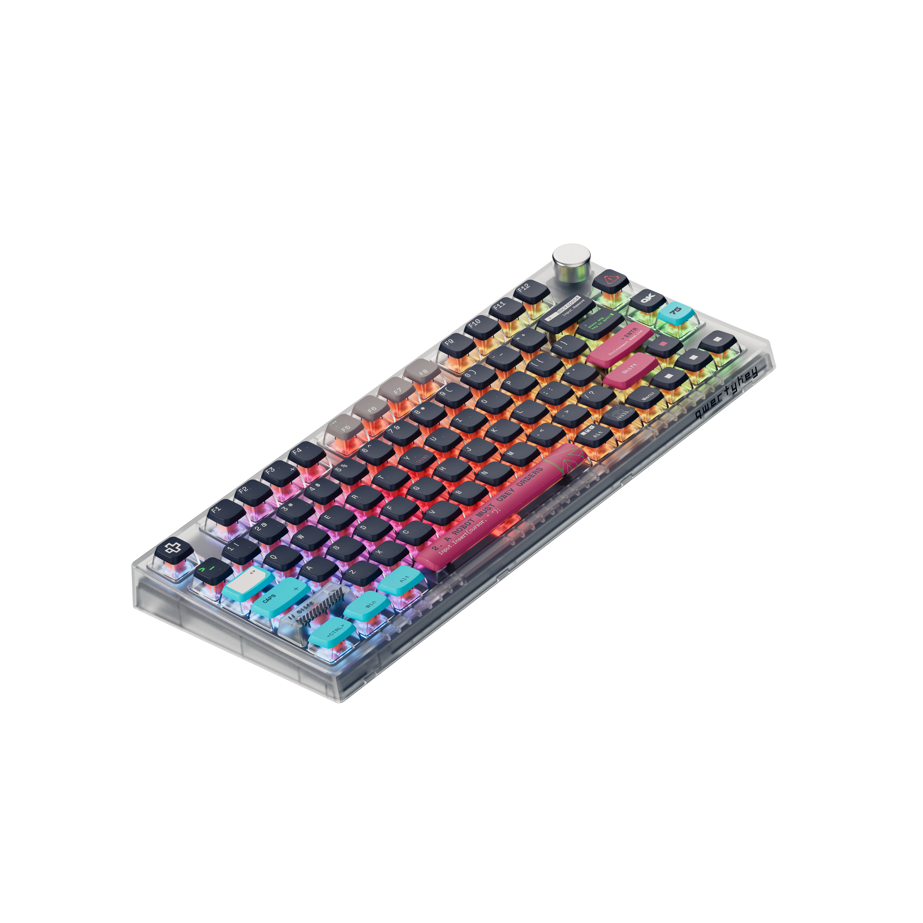 QwertyKey75 Terminál Bluetooth Vezeték nélküli Hotswap RGB VIA/QMK Gasket Rögzített Mechanikus Játékbillentyűzet