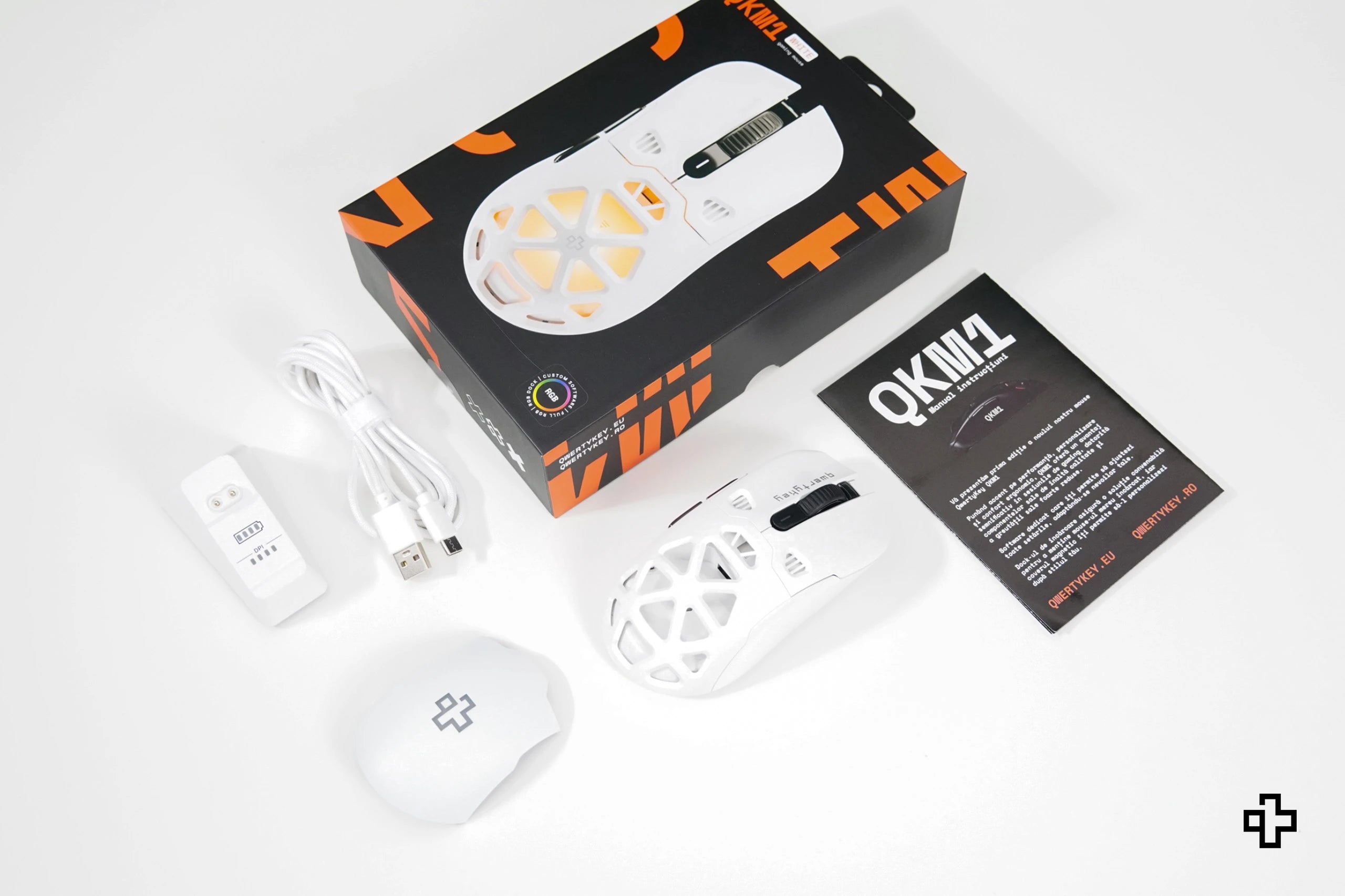 Mouse QwertyKey QKM1 Alb Vezeték nélküli Bluetooth Töltő Dokkoló