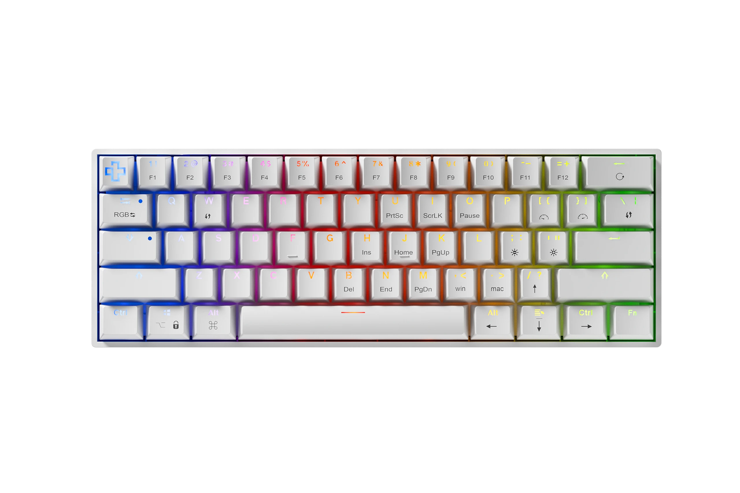 QwertyKey H61 Split Alba Hotswap RGB Mechanikus Játékbillentyűzet