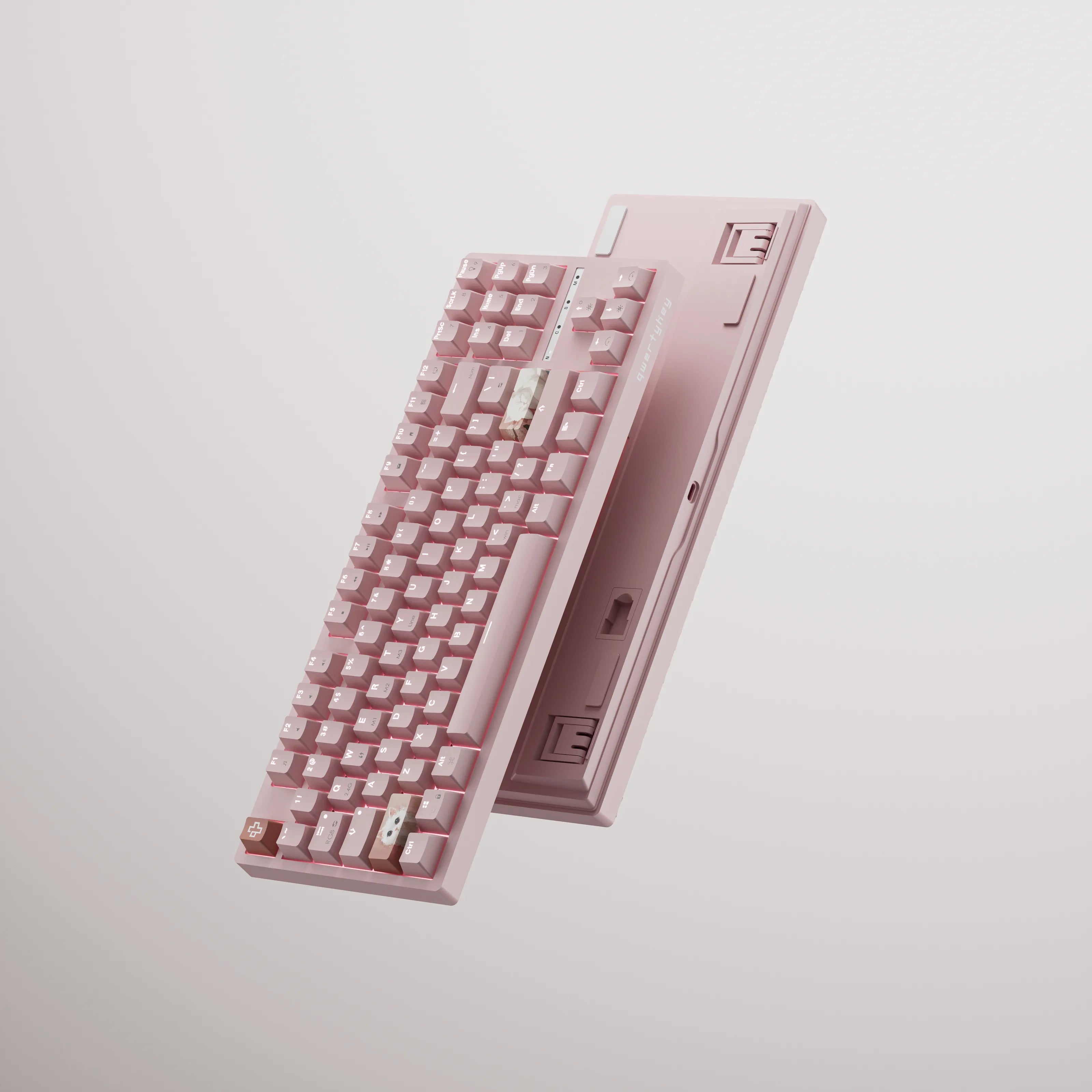 QwertyKey H87 Roz Bluetooth Wireless Hotswap RGB Tastatura Mecanica Gaming