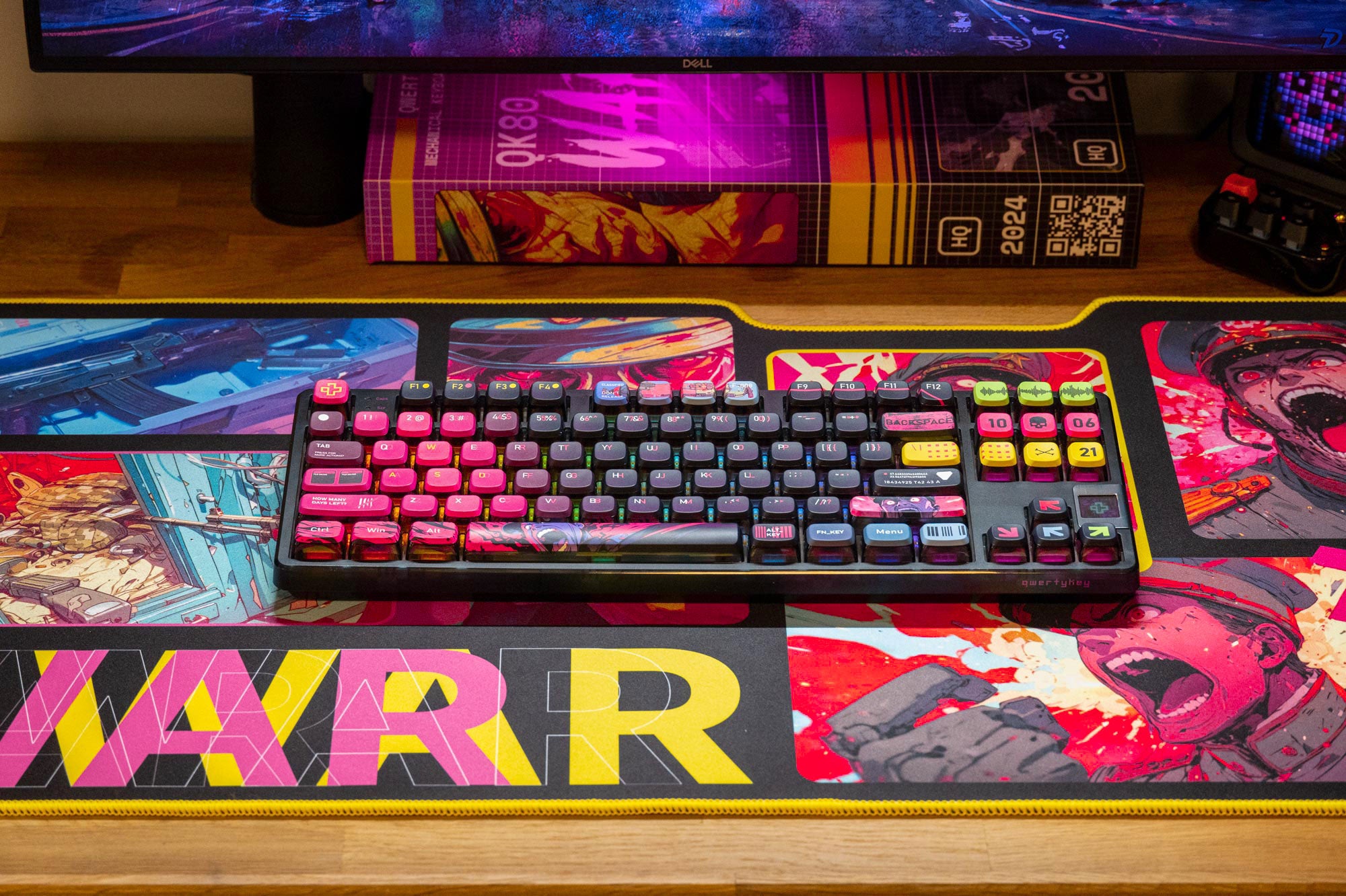 QwertyKey80 Háború Bluetooth Vezeték nélküli Hotswap RGB QMK/VIA Gasket Rögzített Mechanikus Játékbillentyűzet Képernyővel