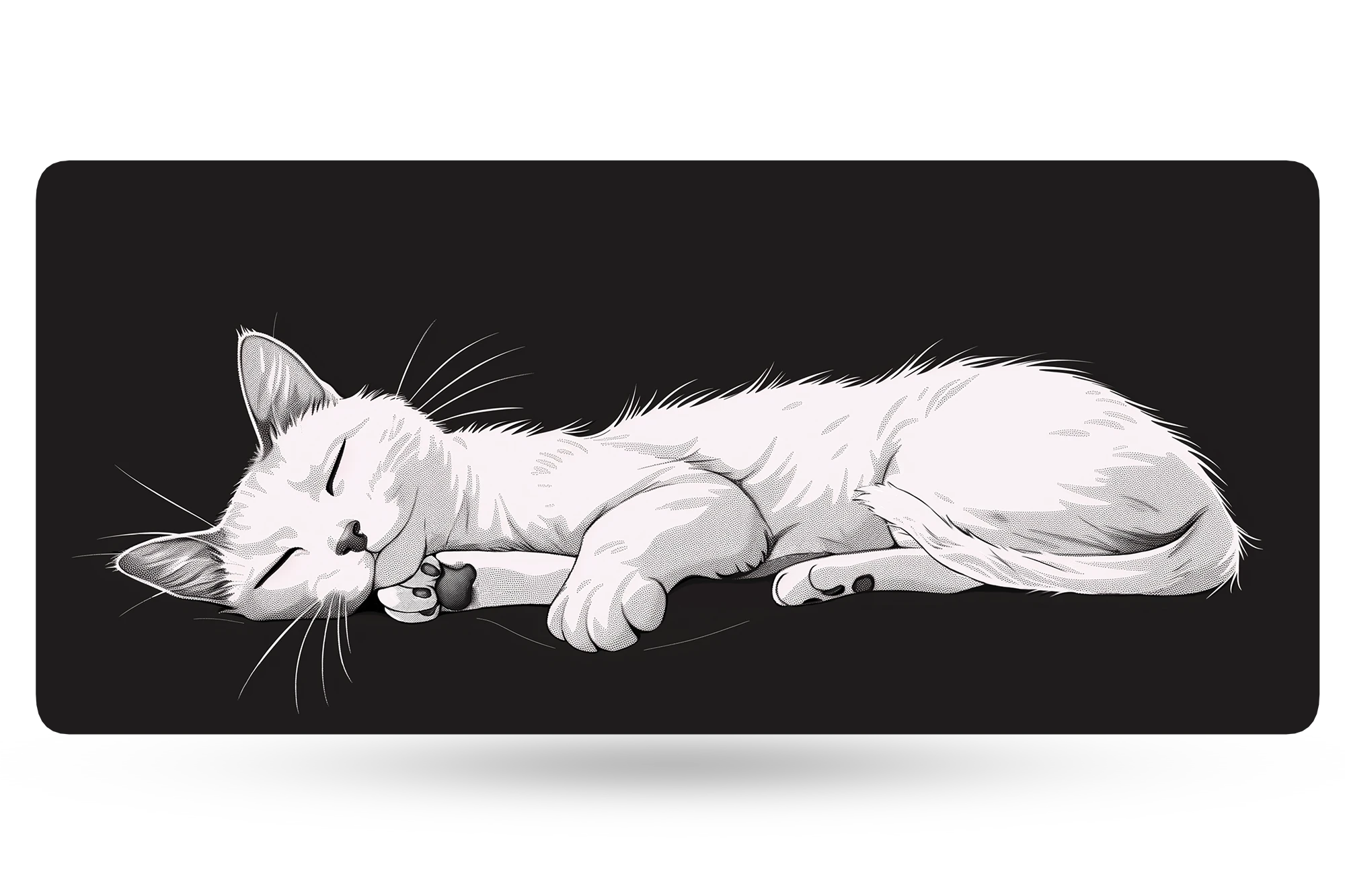 Deskmat Egéralj QwertyKey Fekete Macska 4mm szegélyezett szélek