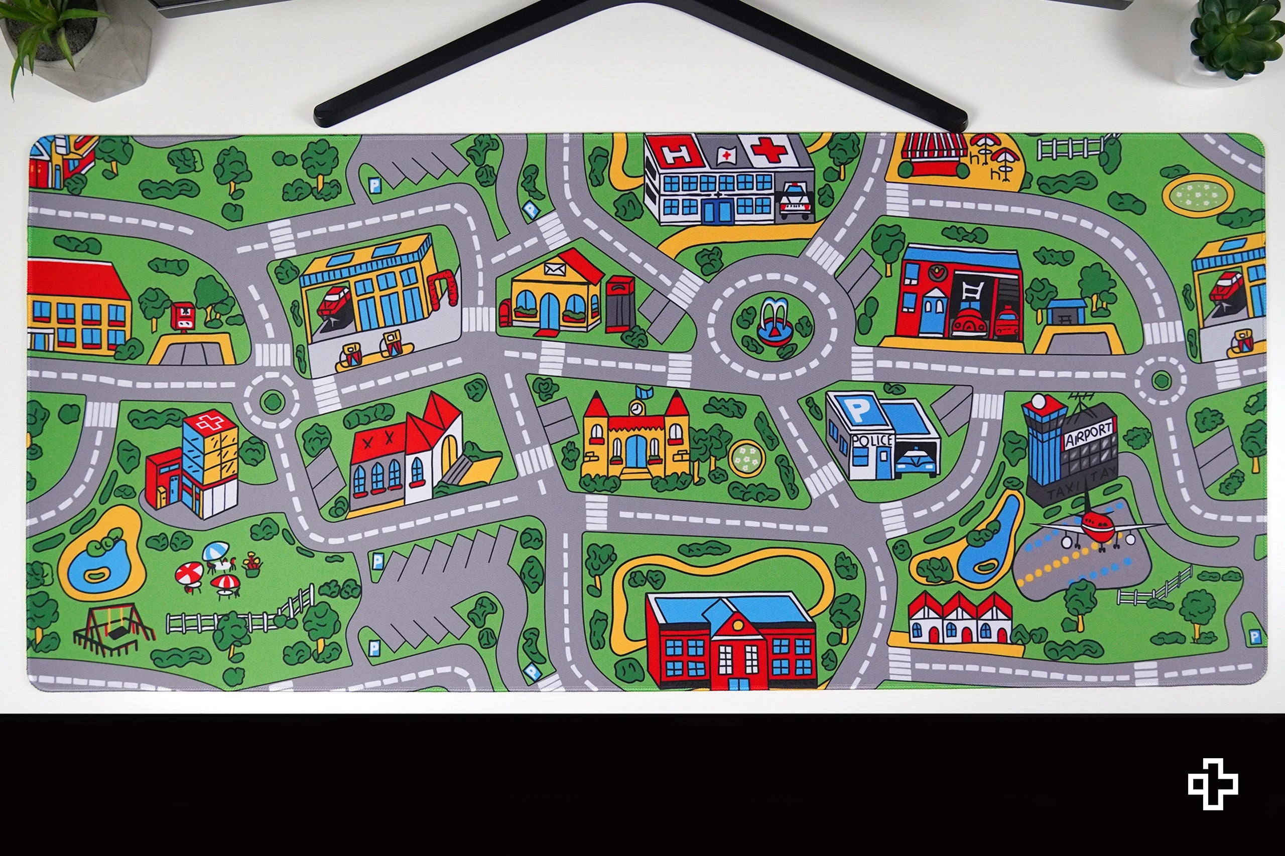 Deskmat Egérpad QwertyKey Nosztalgia Forgalmas Város 4mm szegélyezett szélek