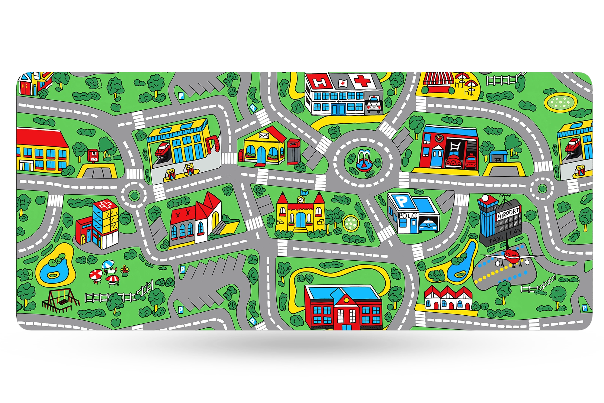 Deskmat Egérpad QwertyKey Nosztalgia Forgalmas Város 4mm szegélyezett szélek