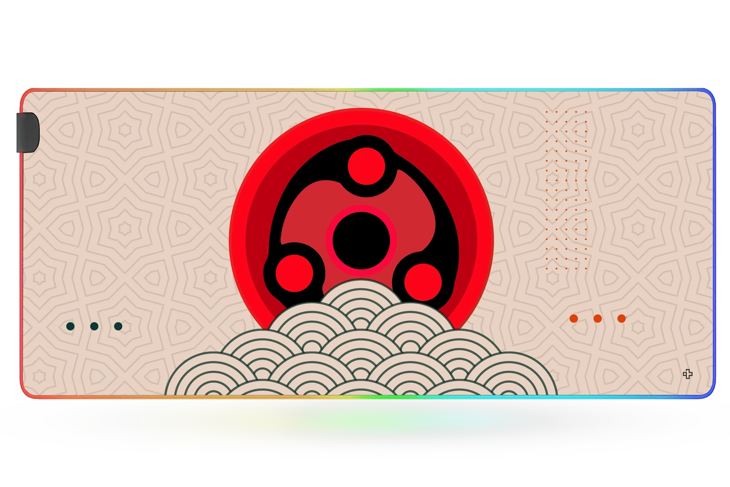Deskmat Egérpad QwertyKey Sharingan Szem RGB Szoftver 4mm varrott szélek