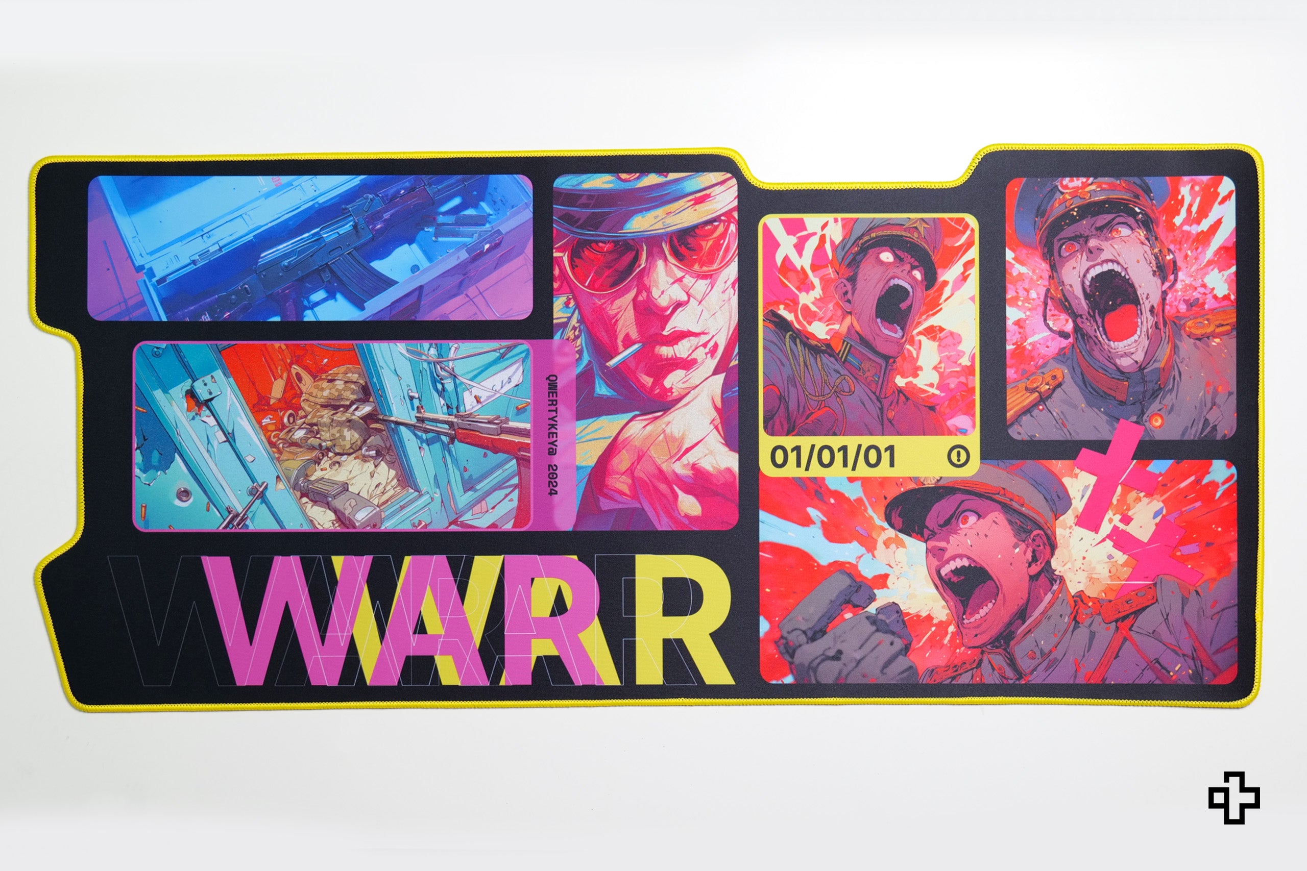Deskmat Egérpad QwertyKey Háború 4mm varrott szélek