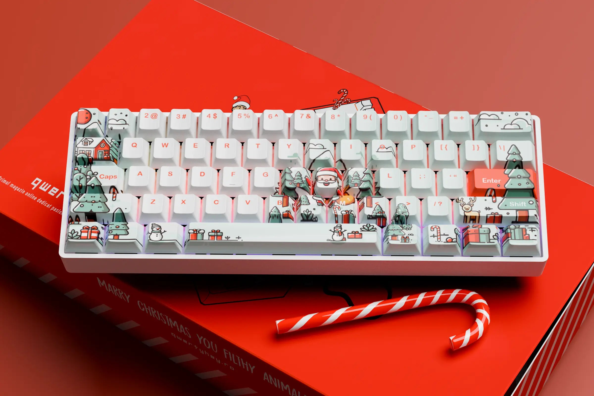 QwertyKey Mikulás Hotswap Mechanikus Billentyűzet Karácsony Gaming