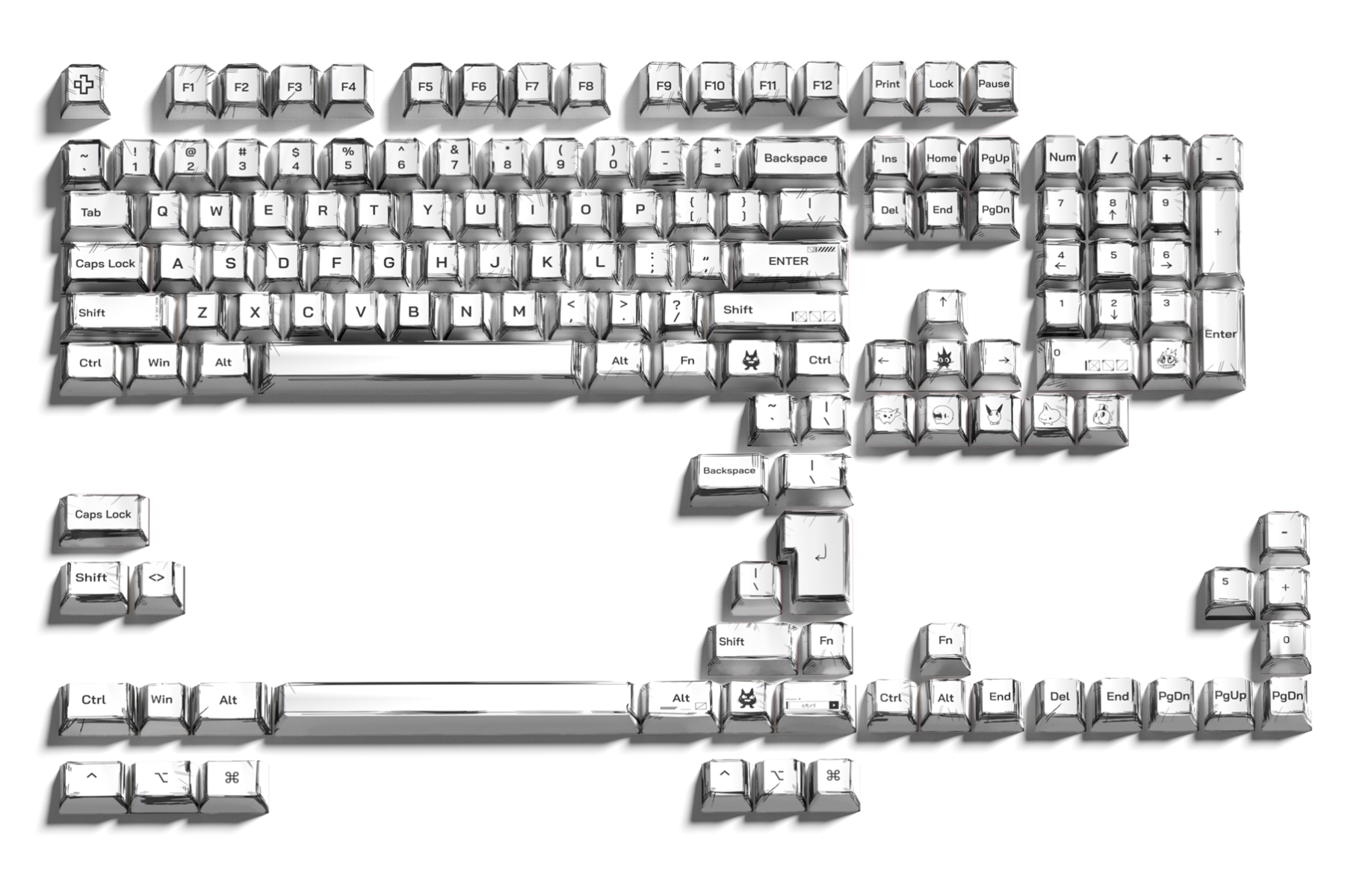 Állítsa be az íz QwertyKey Manga Profil Cherry Anyag PBT