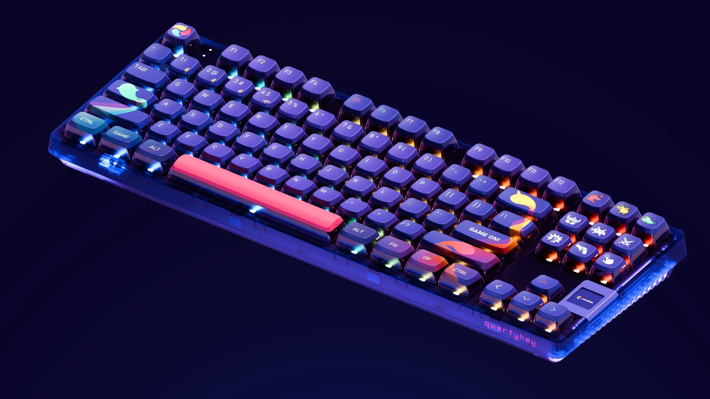 QwertyKey80 x Eneba Korlátozott Kiadás Bluetooth Vezeték nélküli Hotswap RGB QMK/VIA Gasket Rögzített Mechanikus Játékbillentyűzet Képernyővel