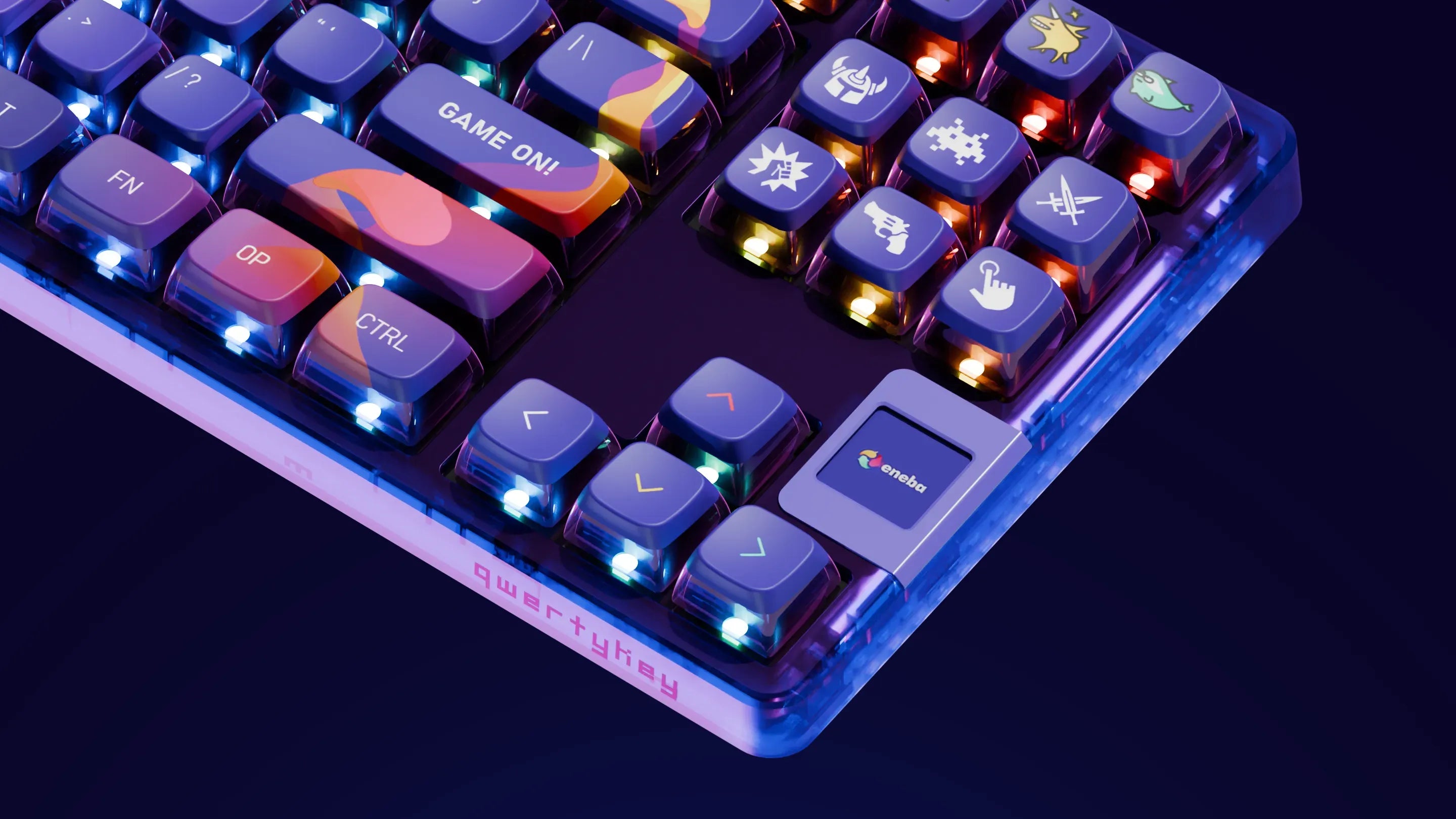 QwertyKey80 x Eneba Korlátozott Kiadás Bluetooth Vezeték nélküli Hotswap RGB QMK/VIA Gasket Rögzített Mechanikus Játékbillentyűzet Képernyővel