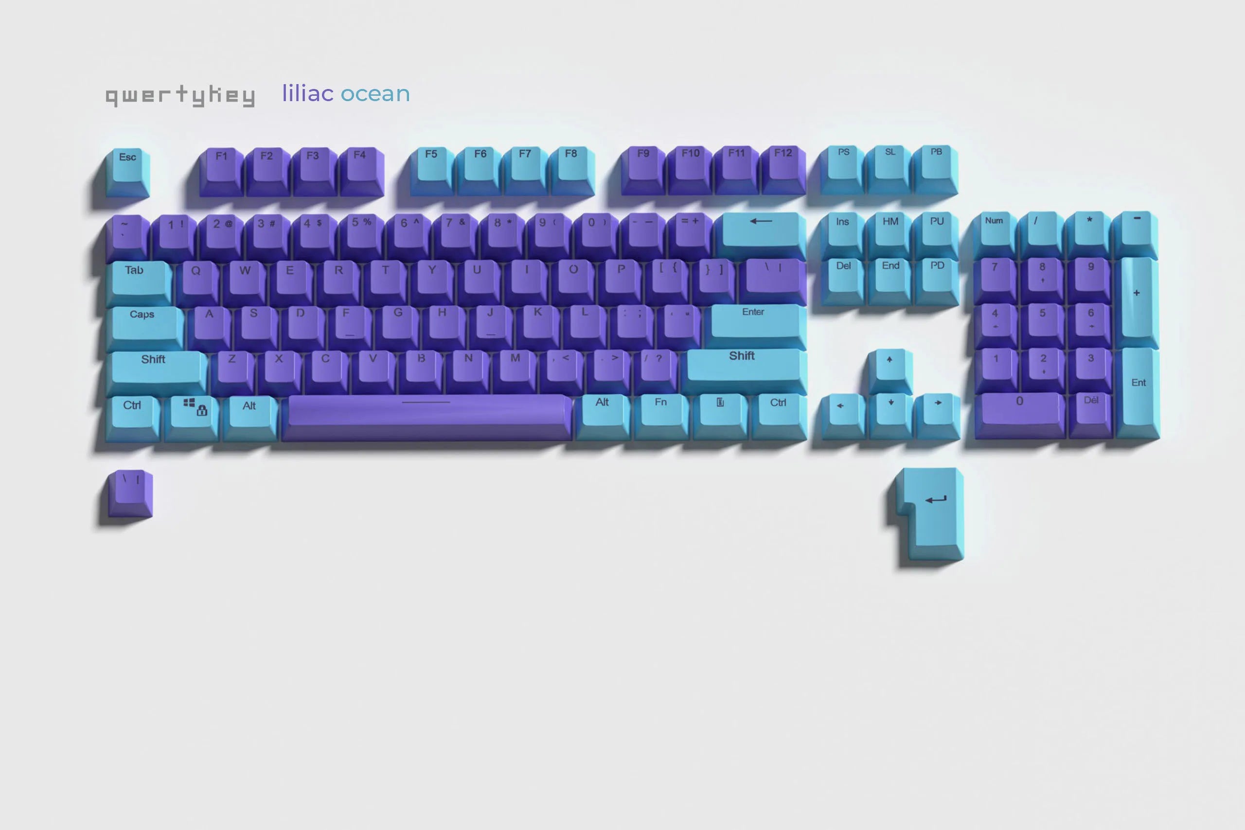 Set Íz QWERTY Liliac-Ocean Áttetsző Profil OEM Anyag PBT – dupla lövés